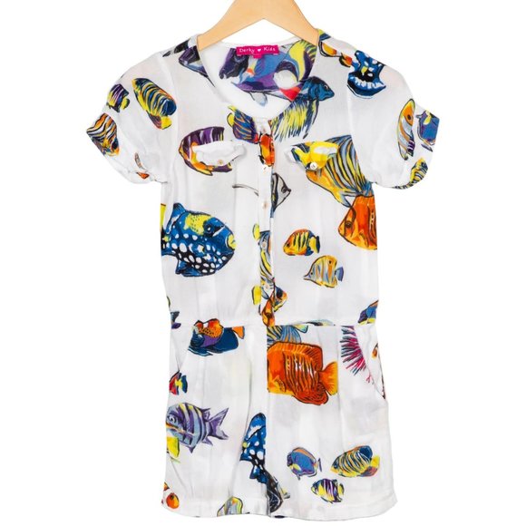 DERHY Kids Girl Short Sleeve Printed Romper Size 8 - Picture 1 of 2